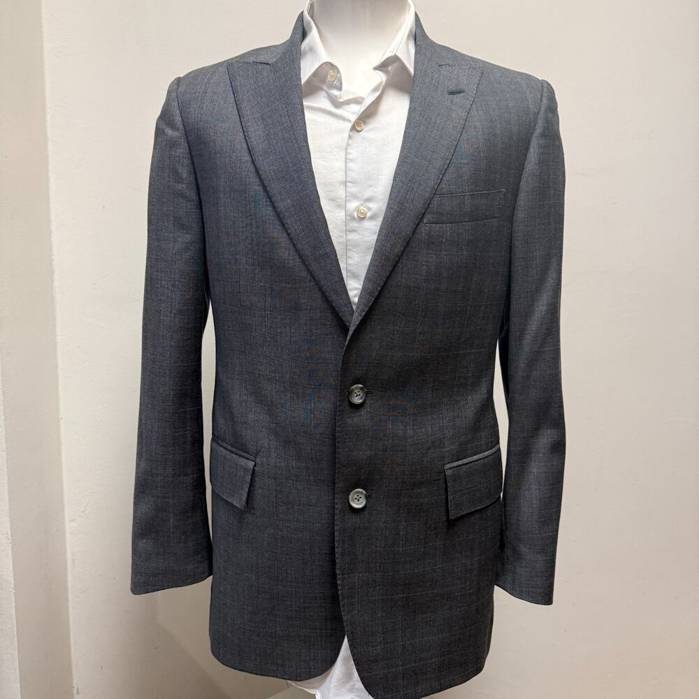 Brooks Brothers Regent Fit Blazer 38R 100% Wool Glen Plaid Windowpane Gray 1818
